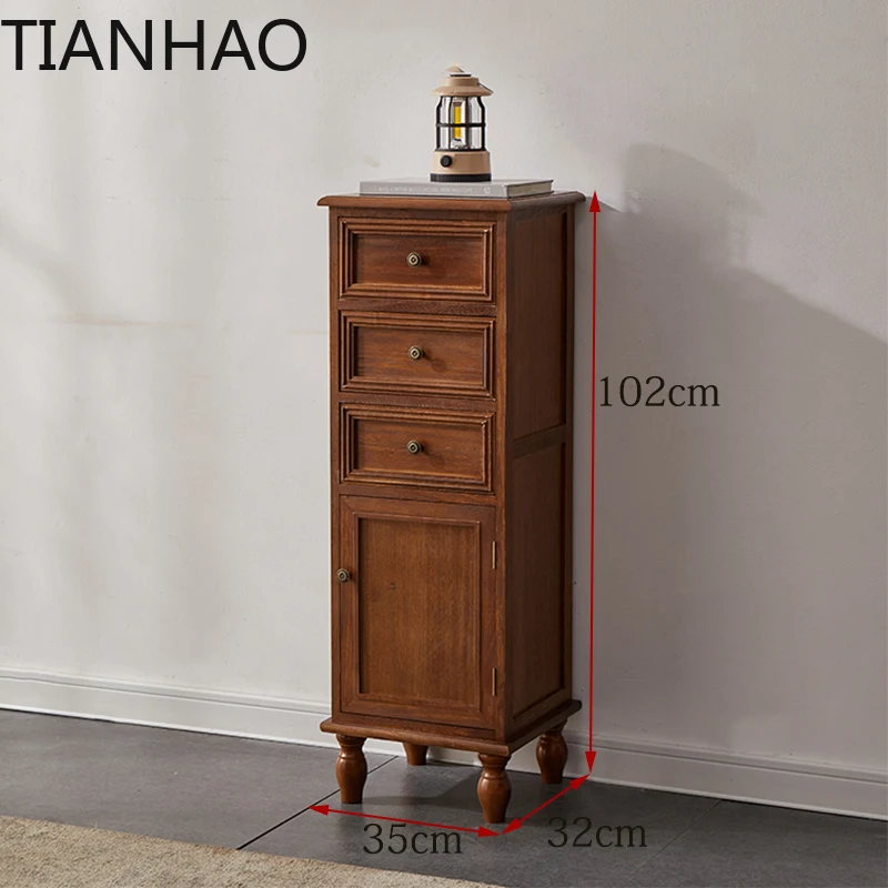 Slim French Plane Wood Cabinet Magnetic Door Narrow Organizer with Imported Hardware for Bedside/Bathroom Space Optimization