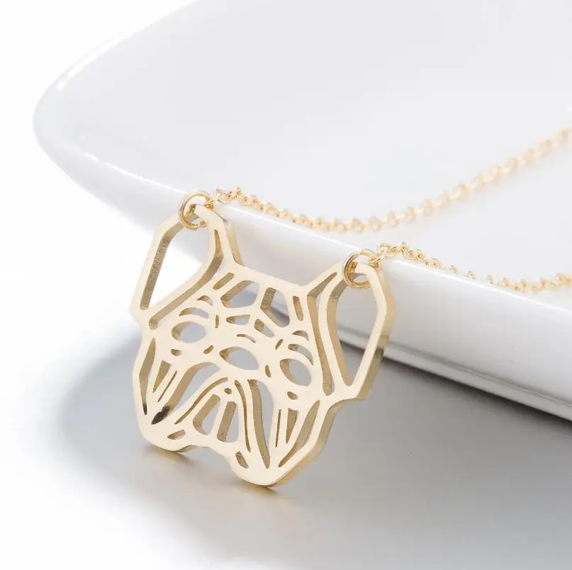 2025 New Fashion Cute French Bulldog Pug Dog Pendant Necklace for Women Men Stainless Steel Gold Color Hollow Animal Jewelry
