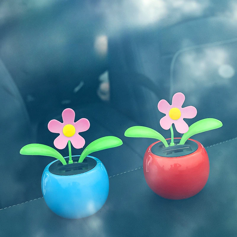 1 Pc Solar Powered Dancing Flower Car Dashboard Ornaments Swinging Toy Car Accessories Auto Interior Decoration Gifts for Friend