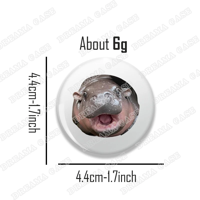 Emblemas redondos engraçados de hipopótamo para acessórios Moo Deng Meme botão broche pinos fãs amigos presentes