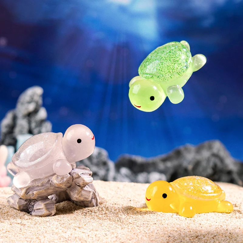 Mini tortugas luminosas, figuras en miniatura, tortugas pequeñas, micropaisaje de jardín de hadas, decoración del hogar, 1 Uds.