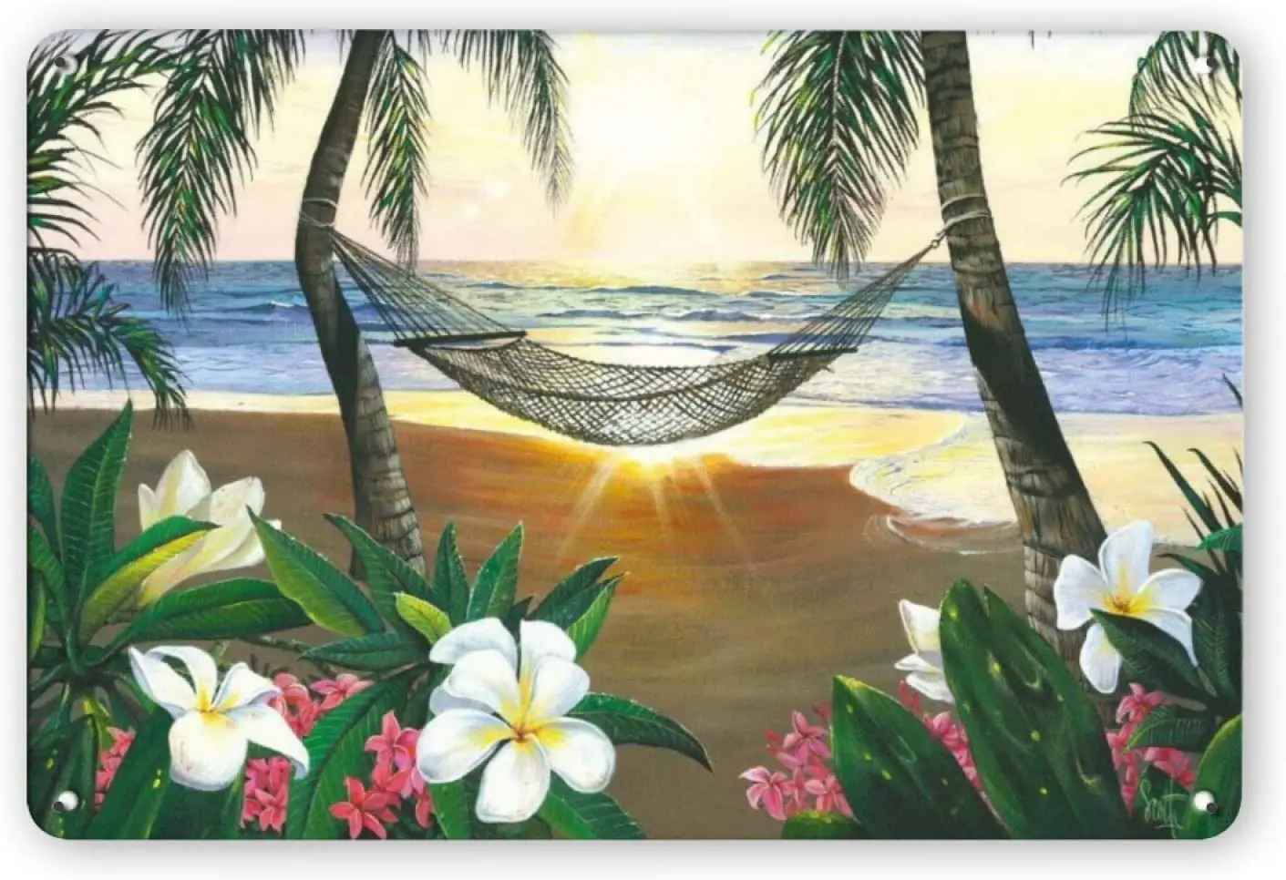 Woollywonder Knits Sunshine Hammock Metal Sign Retro Wall Decor Wall Art Decoration Plaque for Home Kitchen Bar Cafe Door G sign