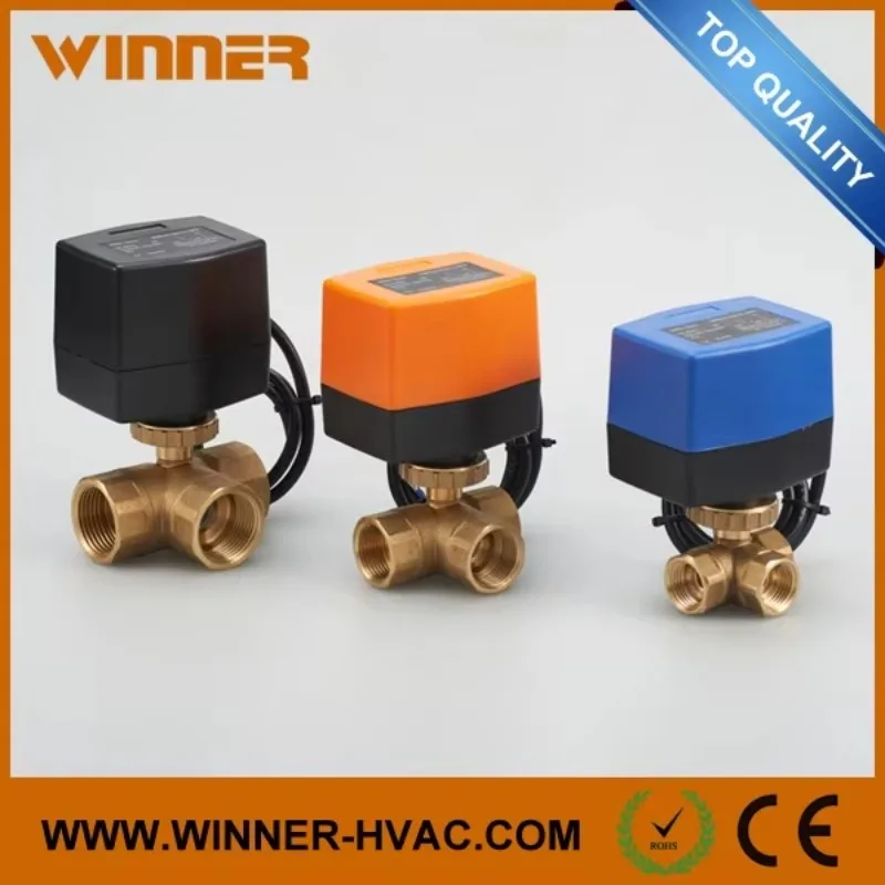 Factory Price Winner 24V DC Motor Operated 3 Way Valves Flow Control Motorized Three Way Ball Valve
