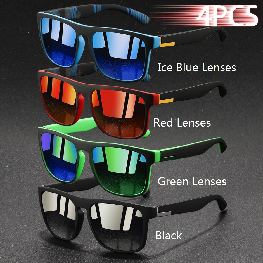 4PCS Mode Vintage Quadrat Sonnenbrille Männer Frauen Angeln Fahren Mann Luxus Marke Designer Sonnenbrille Anti-Glare Retro brillen – Detail 8