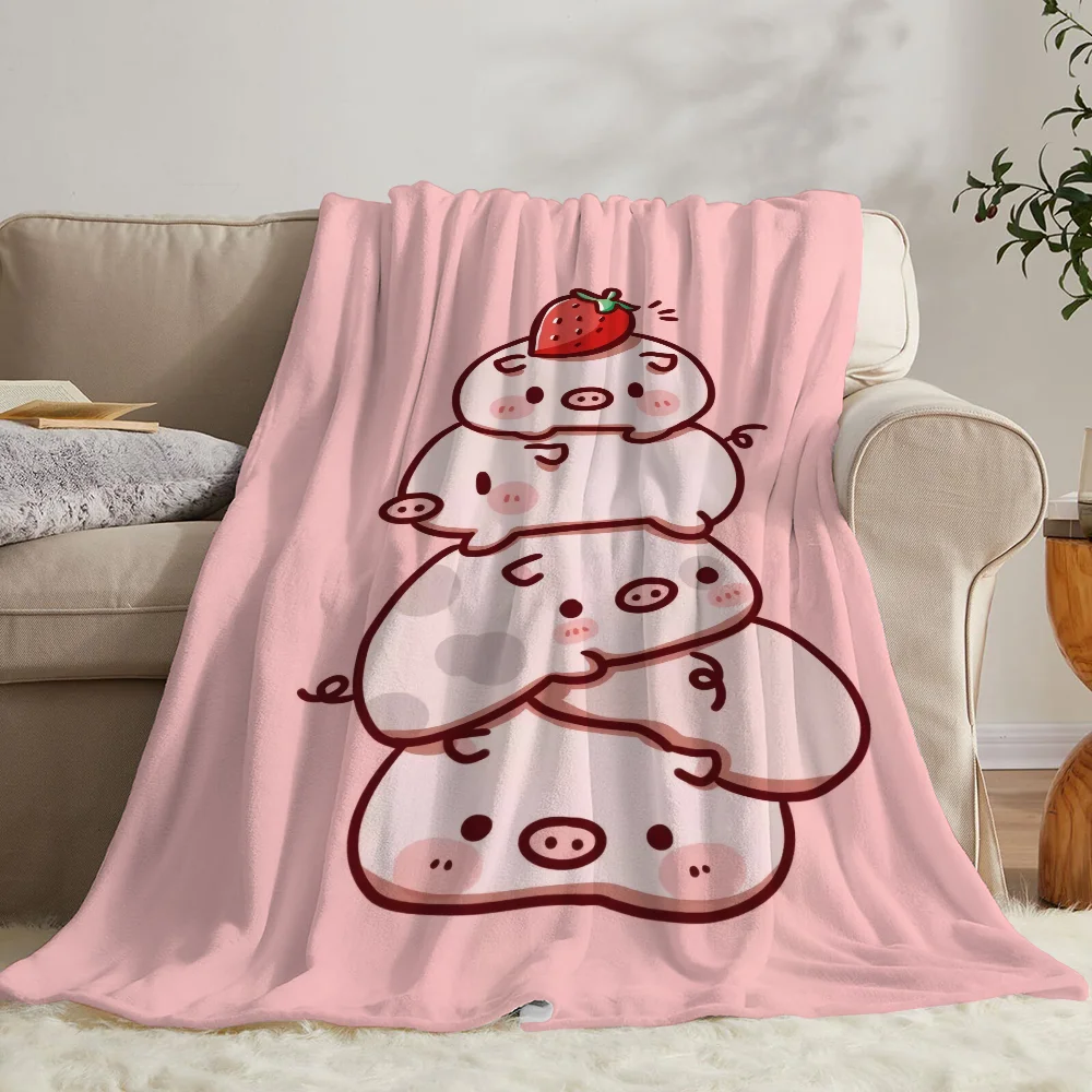 Pink Pig Luxury Blankets Sofa Decoration Character Blanket Bed Fluffy Soft Blankets & Throws Microfiber Bedding Home Interior