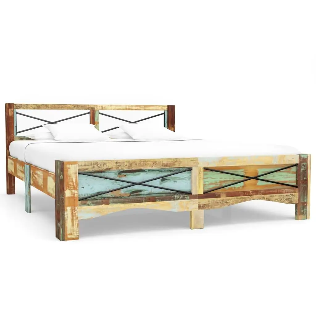 Solid Reclaimed Wood Bed Frame 70.9x78.7 - Durable & Stylish Design (Mattress Not Included)