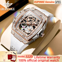 OUPINKE 3220 Luxury Brand Women Watch Tonneau Dial Fully Hollow out Diamond Fashion Ladies' Automatic Mechanical Watches