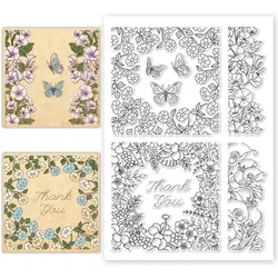 1pc Flower Leaves Frame Background Clear Stamps Flower Frame Transparent Silicone Seal Stamp for DIY Scrapbooking Cards Making