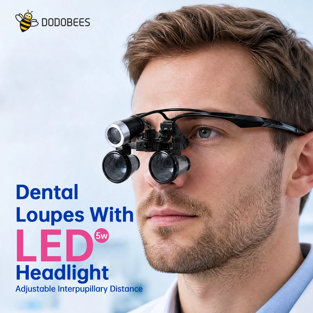 

2.5X 3.5X Binocular Dental Surgical Loupes LED Light Magnifying Glasses, Medical Dentistry Magnifier