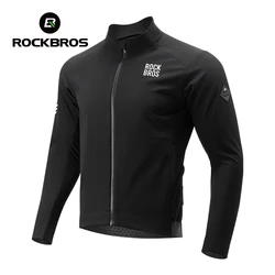 ROCKBROS Winter Cycling Jacket Windproof Thickened Warm Fleece Thermal Cycling Coat Men MTB Cycling Skiing Outdoor Sports Jacket