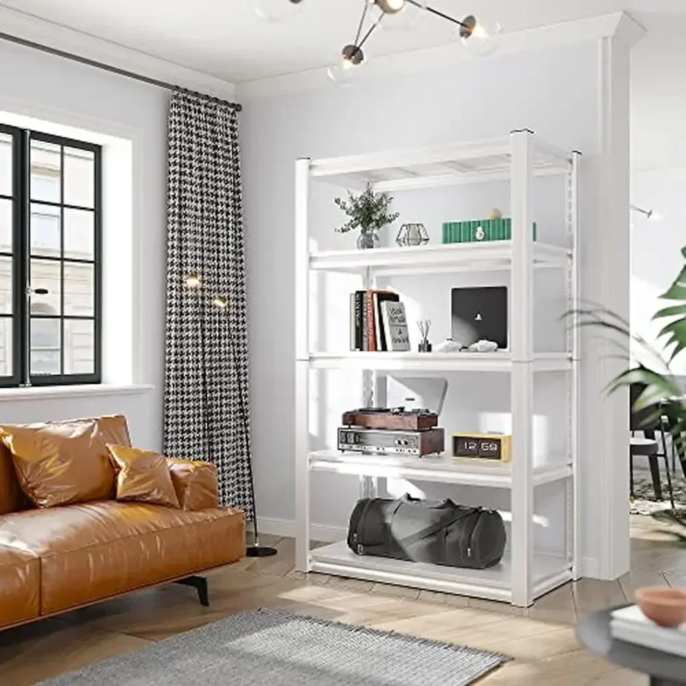 

Heavy Duty Adjustable Metal Garage Shelving Unit 5-Tier 2000LBS Capacity White Stable Durable Storage Shelves Garage Kitchen