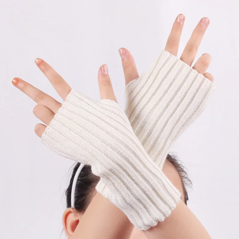 Fingerless Wrist Gloves Women‘s Mitten JK Style Arm Warmer Knitted Arm Sleeve Fine Casual Soft Girl's Goth Punk Gothic Gloves