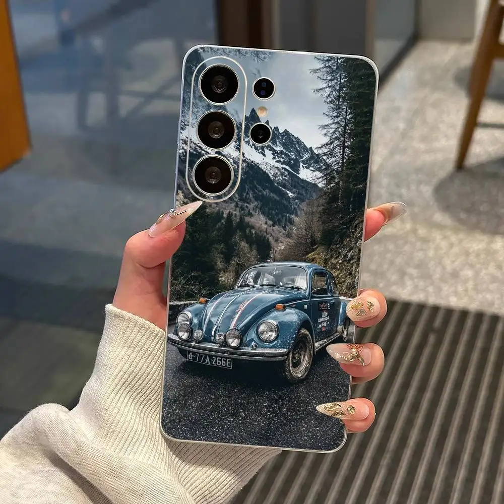 Vintage Beetle Cars Phone Case For Samsung S25,S24,S21,S22,S23,S30,Ultra,S20,Plus,Fe Transparent Cover
