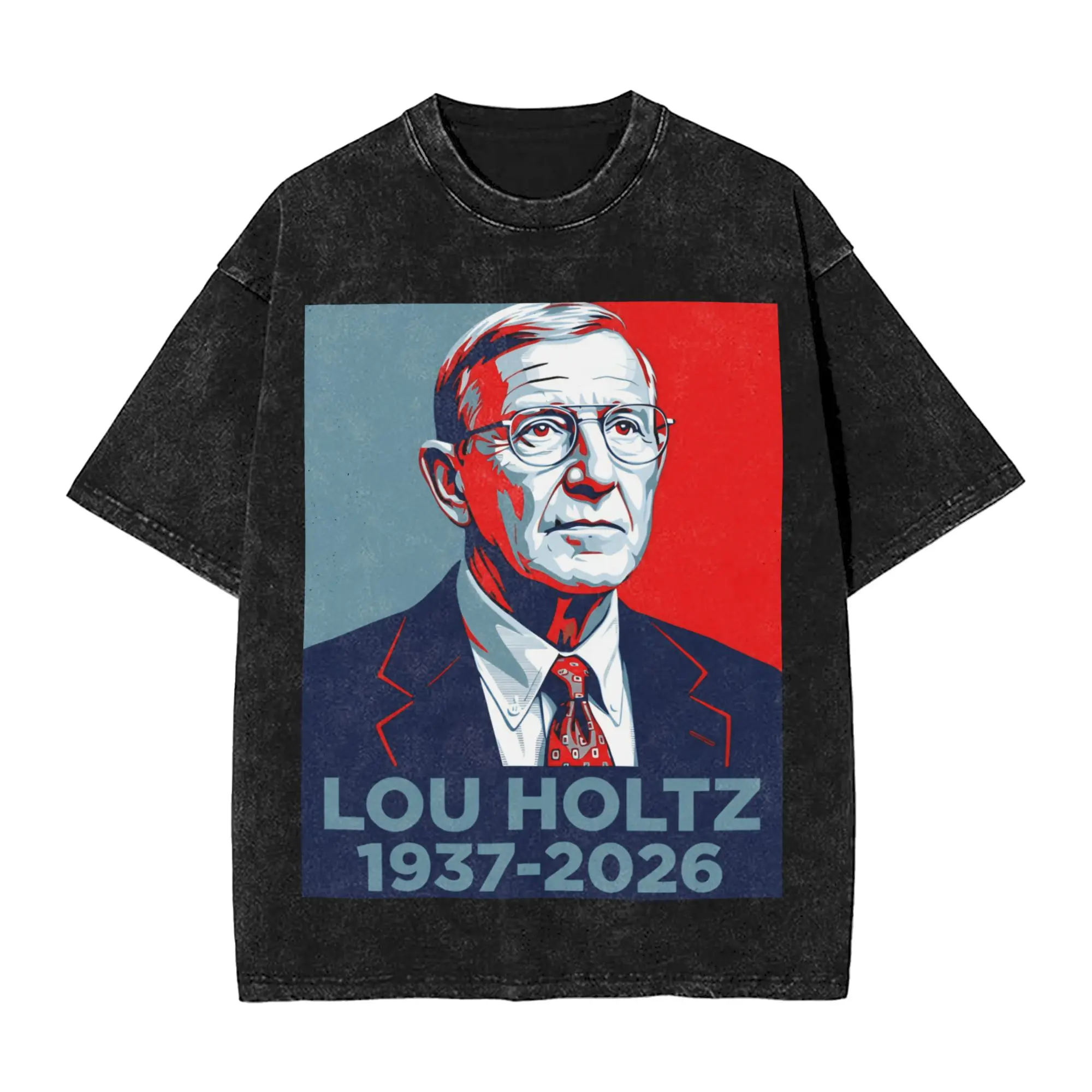 Camisetas Unissex Lou Holtz 1937 2026 Memorial, Camisetas Lavadas Populares de Verão, Design Clássico Y2K, Roupas de Algodão Plus Size