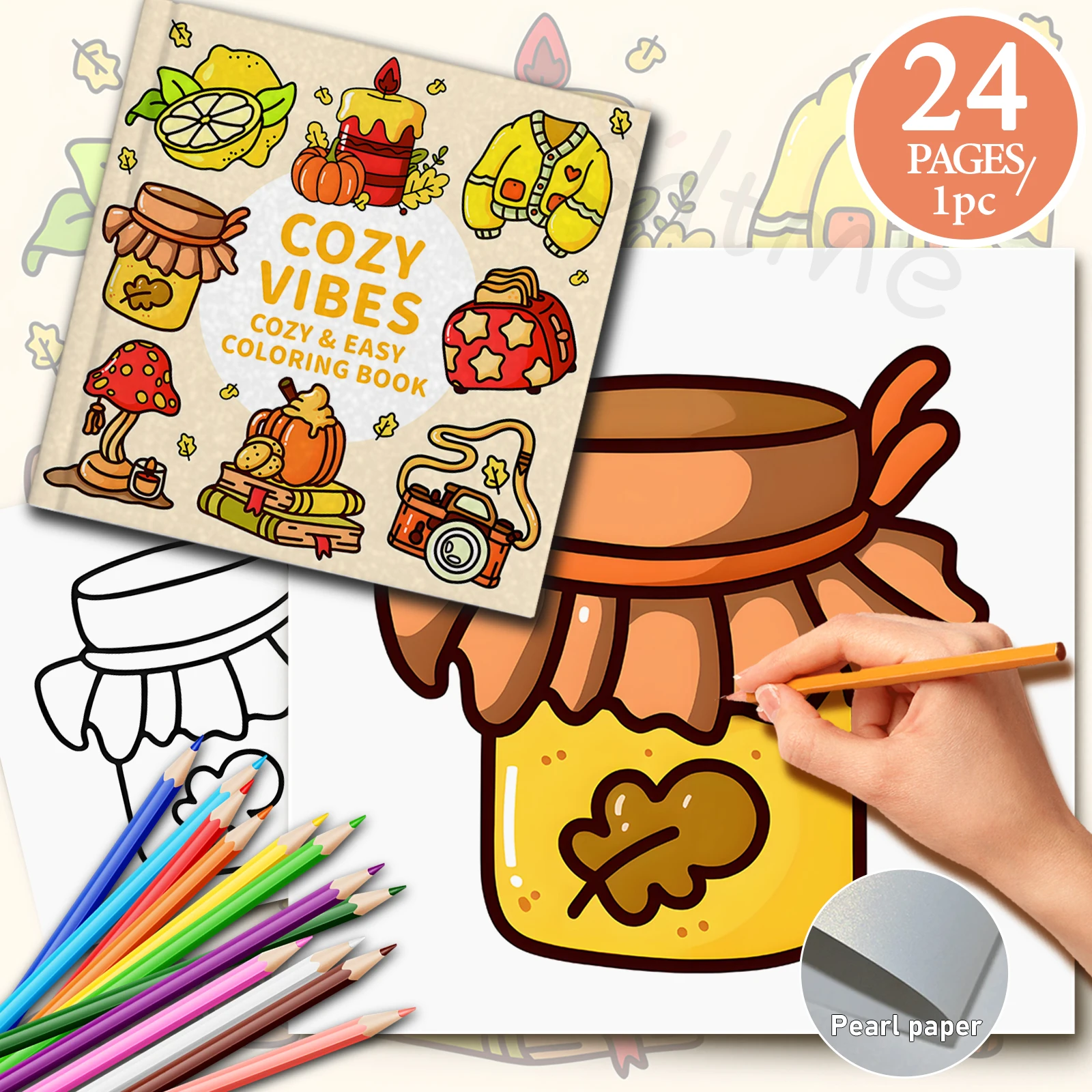 Funny Cartoon Cozy VIBES Coloring Book Stress Relief Educational Paperback Painting Gift Doodles Book for Adults And Teens