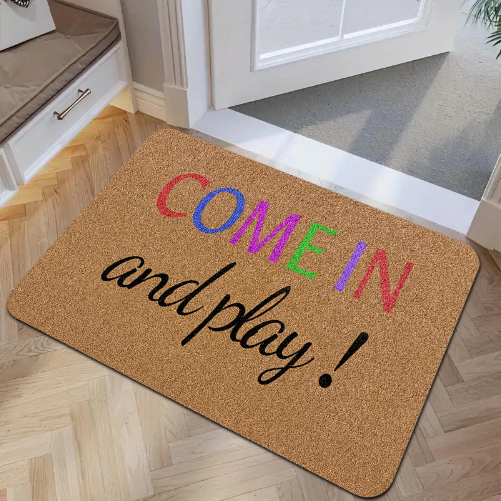 Humorous Dogs Welcome People Tolerated Paw Frame Print Welcome  Rug Front Porch Indoor Foyer Balcony Entryway Non‑Slip Floor Rug