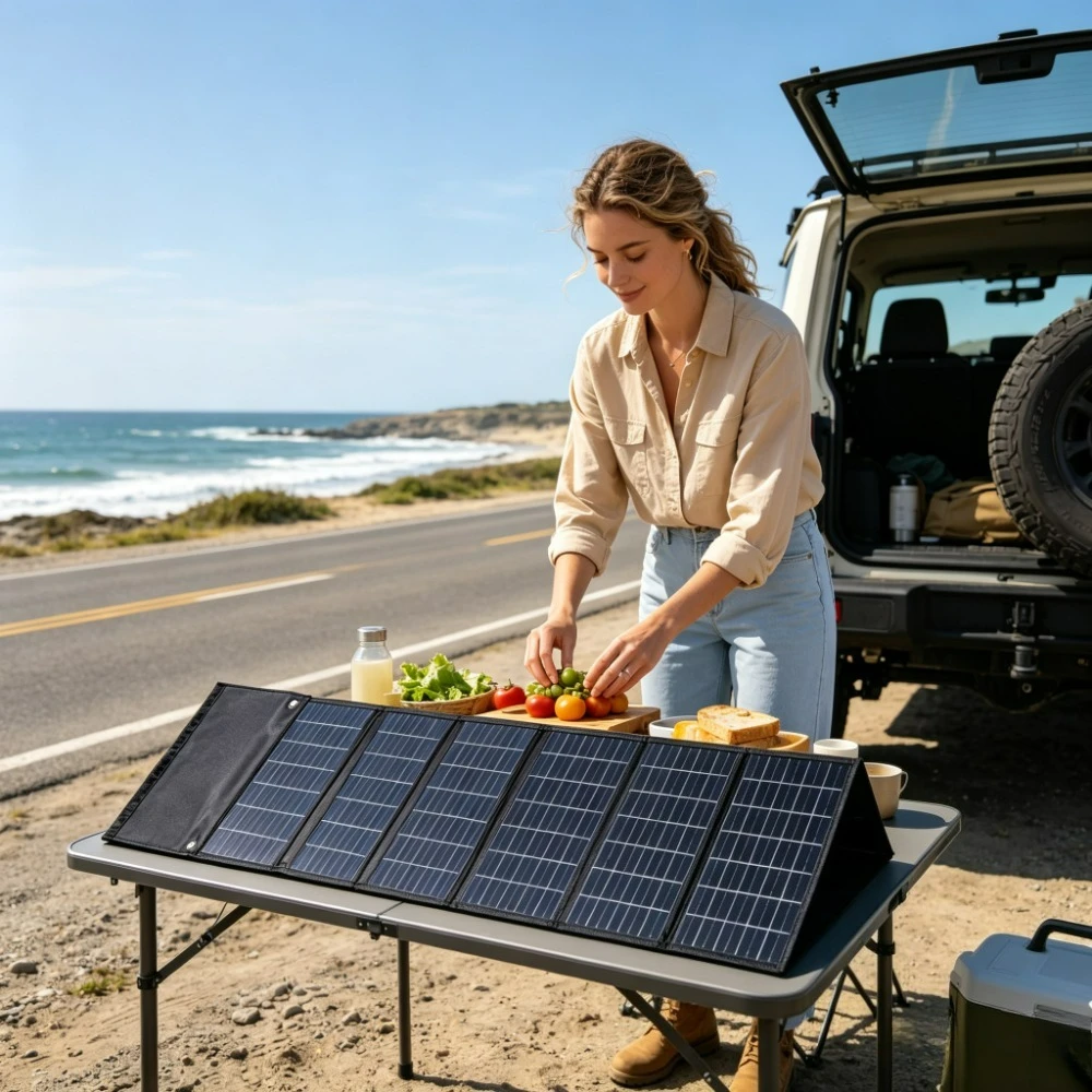 Outdoor Emergency Device Charger 50W 90W Foldable Solar Charger Portable Waterproof ETFE Solar Bank Dual USB DC Output For