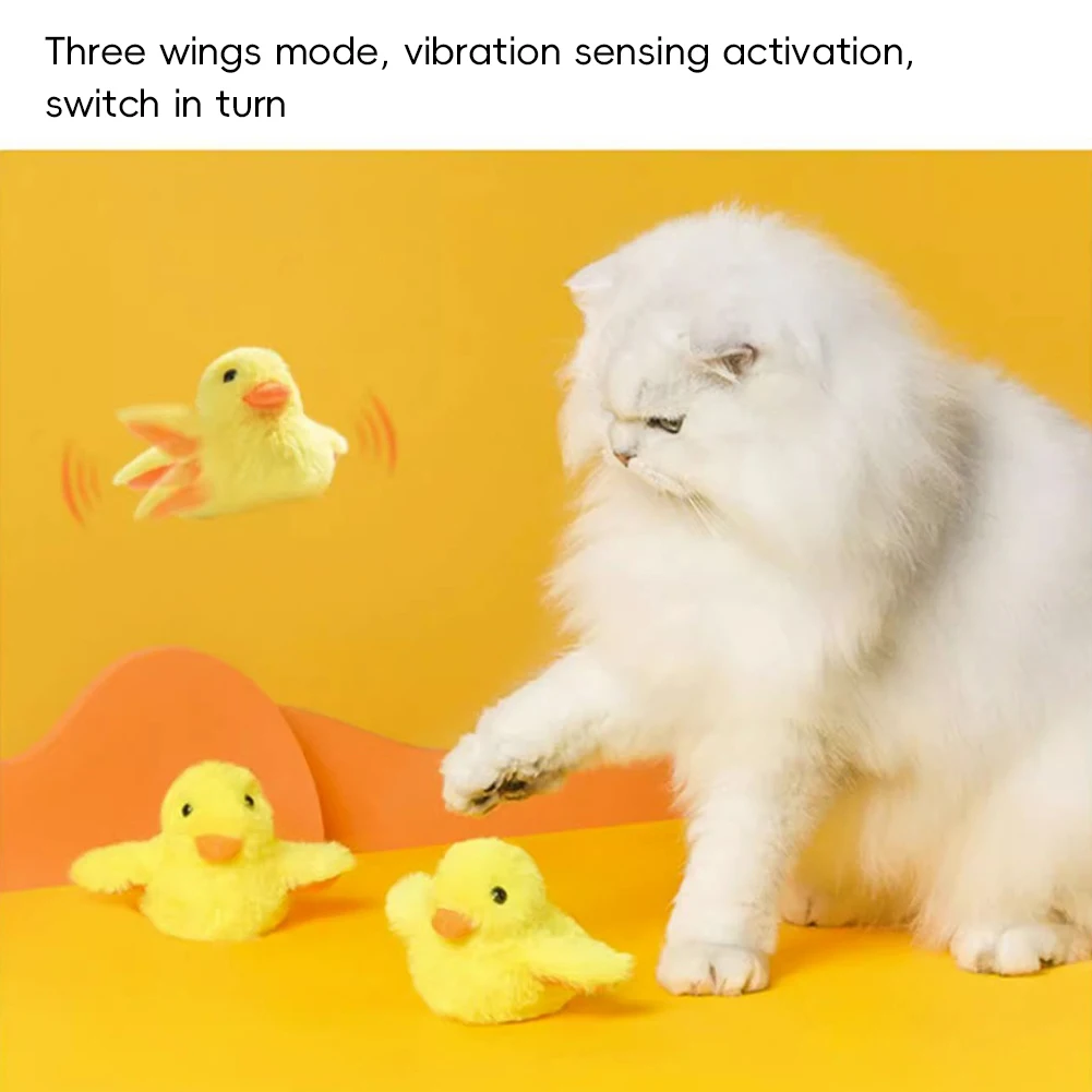 Flapping Duck Cat Toys Interactive Electric Bird Toys Washable Cat Plush Toy With Catnip Vibration Sensor Cats Game Toy Kitten