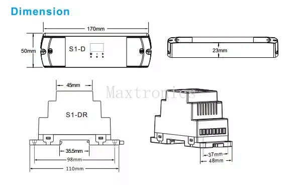 Skydance AC100V- 240V S1-D 2 canali Triac DMX LED Dimmer 2CH Taglio di fase RDM Silicon DMX 512 Controller Display digitale Dimmer
