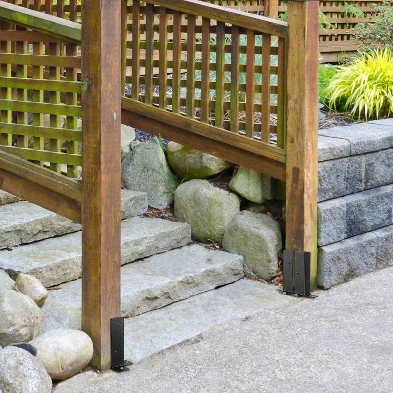 

4Sets Pergola Brackets Heavy Duty Fence Post Bracket Kit Stable Metal Pole Support Base Deck Railing Post Brace