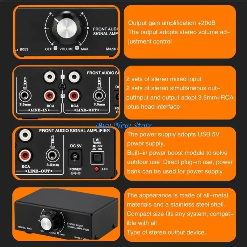 

20CE Small Stereo Sound Preamplifier Headphones Amplifiers 20dB Volumes Control