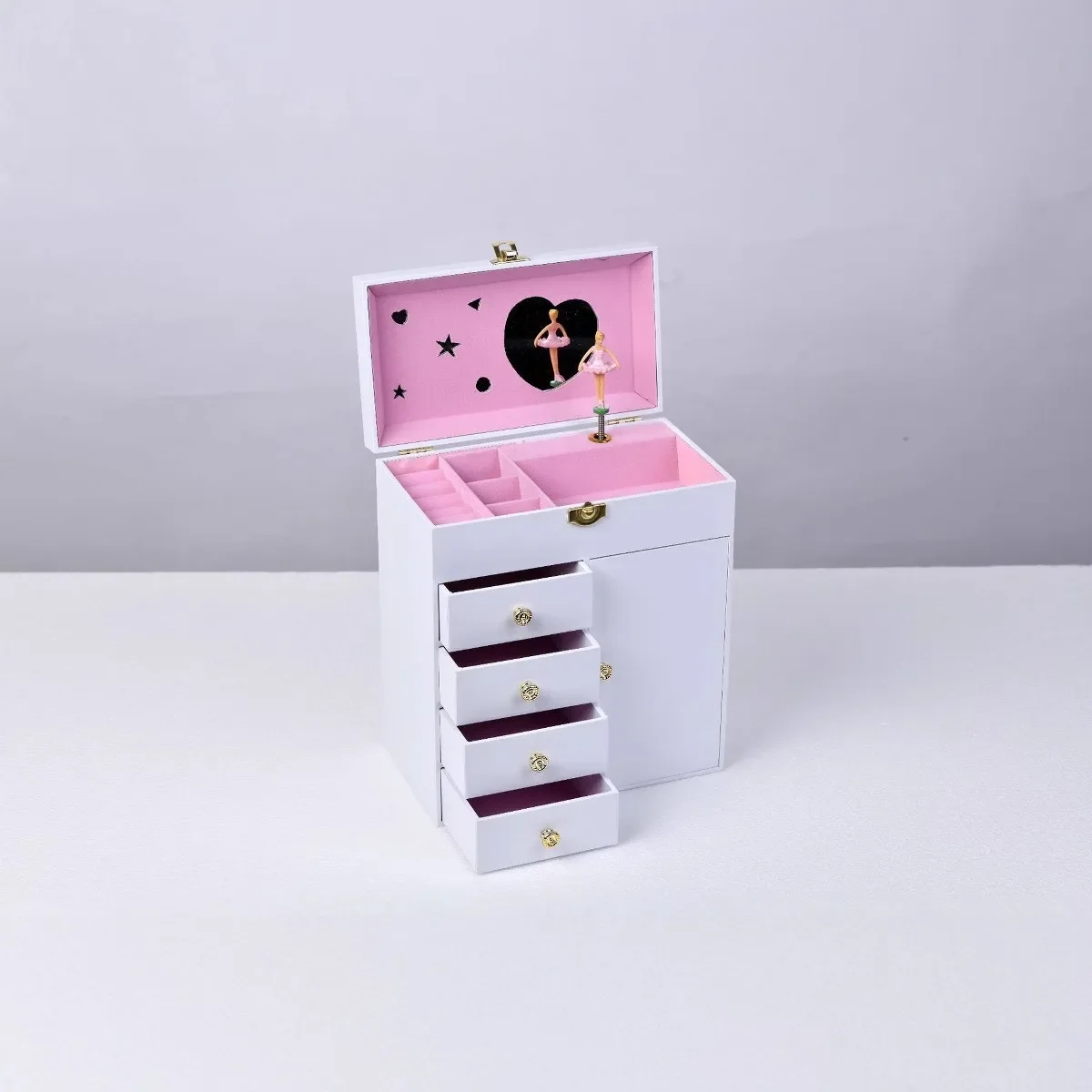 Ever Bright Jewelry Storage White Music Box Large Capacity Multi-layer Necklace White Jewelry Storage Music Box for Girls Gift f