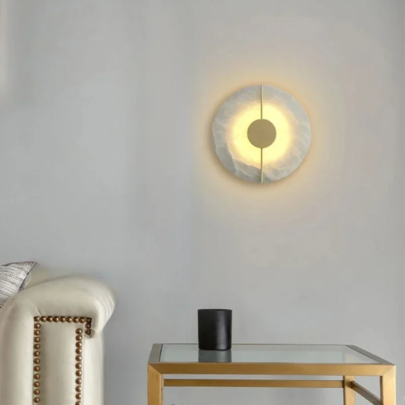 Modern round Wall lamp marble stone indoor living room bedroom bedside kitchen Light corridor home decoration lighting