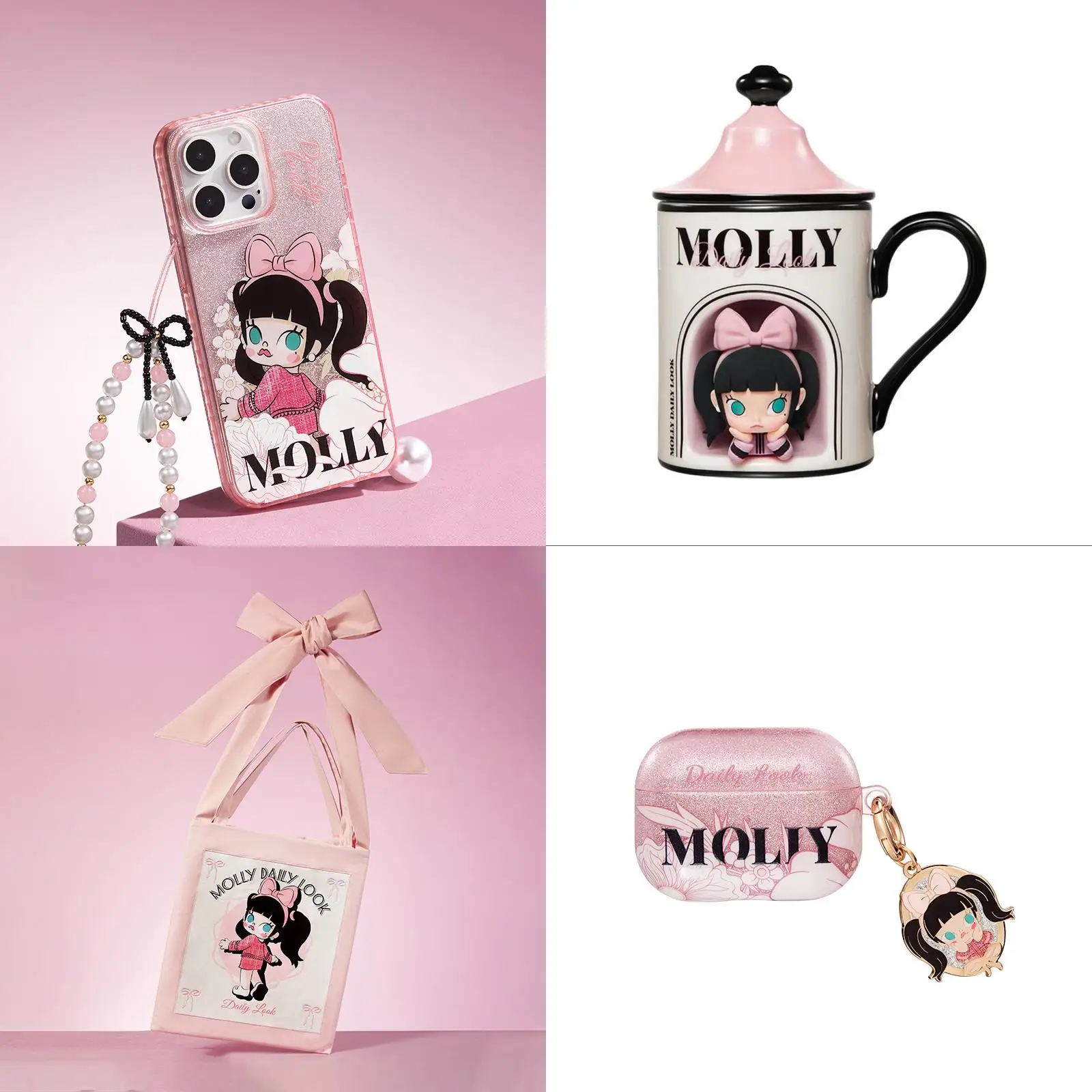 Molly Daily Look Series Trendy Peripheral Fashion Water Cup Handbag Headphone Protective Case Phone Case Holiday Gift