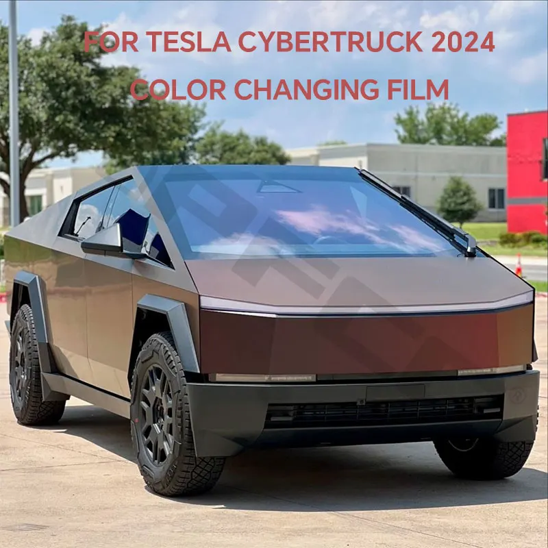 

Виниловая пленка из ПВХ для Tesla Cybertruck 2025, предварительно вырезанная защитная пленка для краски, пленка для кузова автомобиля, меняющая цвет, антикоррозийная пленка из углеродного волокна
