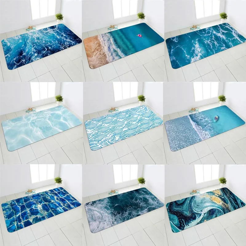 Sea beach sand wave kitchen carpet entrance door mat bedroom   bathroom absorbent non-slip long