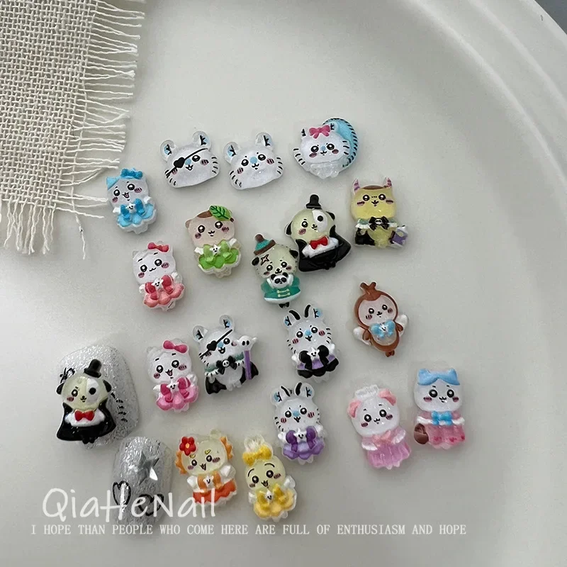 20pcs Miniso Transparent Colorful Chiikawa Cartoon Nail Charms for Diy Nail Decoreation Kawaii Cute Nail Art Mini Resin Flatback