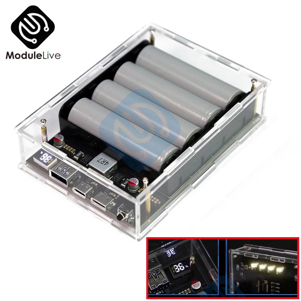 Carregamento Rápido Fonte de Alimentação Móvel Bateria de Grande Capacidade Fonte de Alimentação Portátil Kits Faça Você Mesmo 12v 45w pd 21700 18650