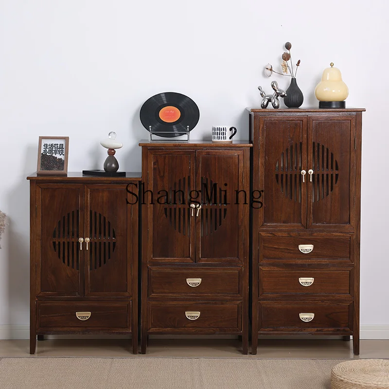 

ZYY New Chinese Solid Wood Tea Cabinet Wall Locker Multifunctional Living Room Locker