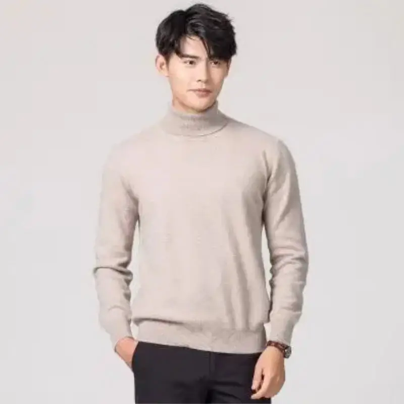 Cashmere Cotton Blend Turtleneck Men Pullovers 2024 Autumn Winter Daily Jumper Jersey Hombre Pull Homme Knitted Sweater