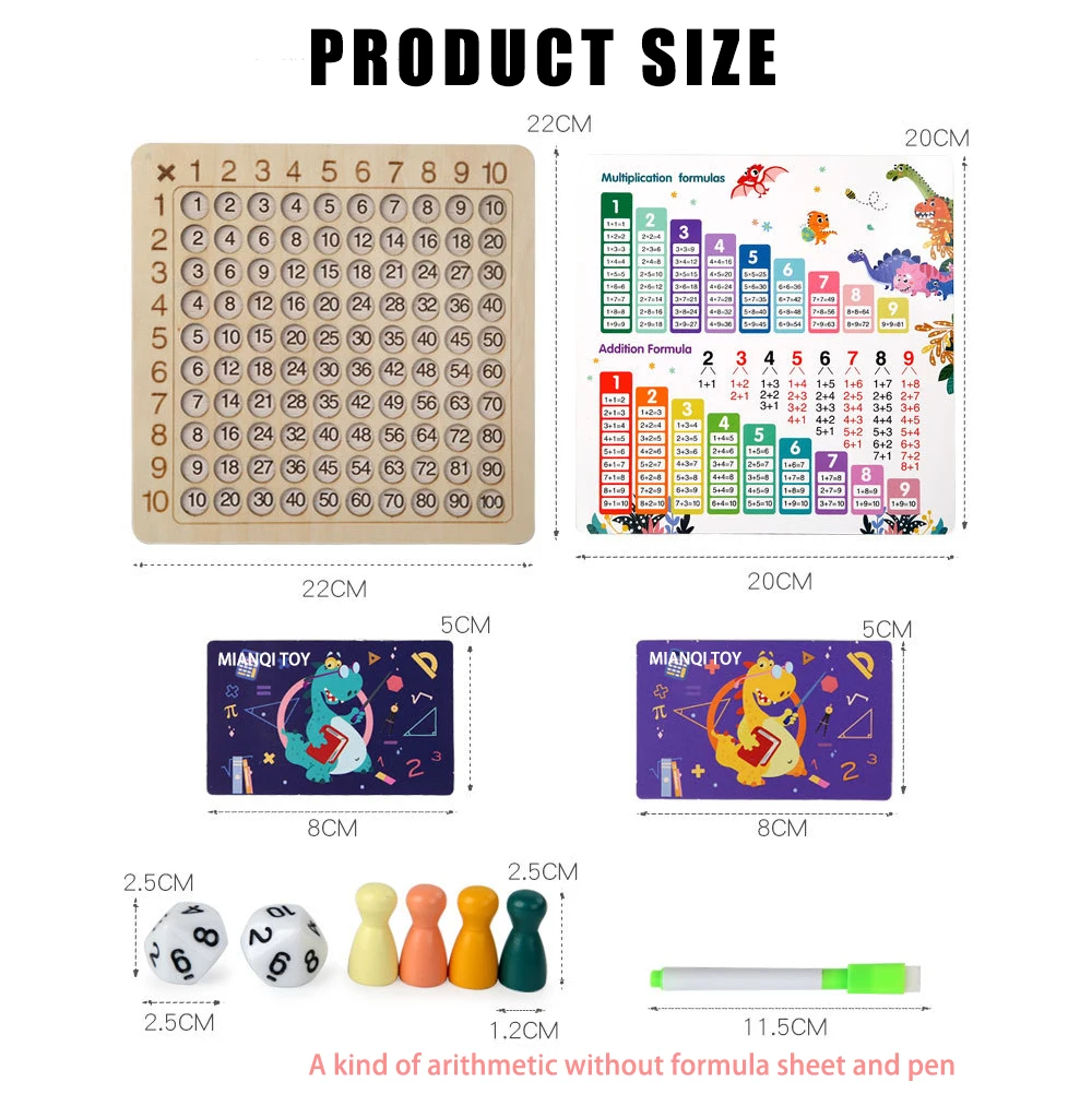 Houten Montessori Vermenigvuldiging Board Game Kids Leren Educatief Speelgoed Math Tellen Honderd Board Interactive Denken Game