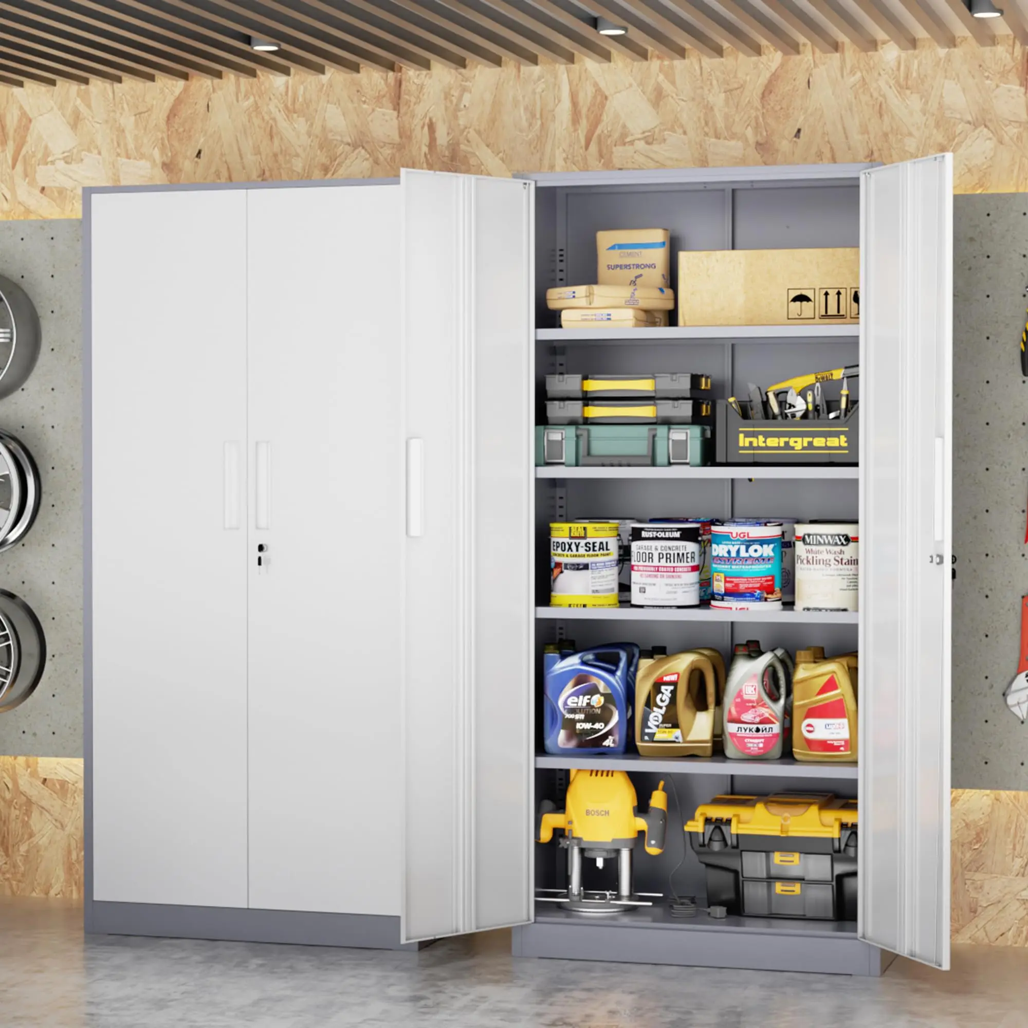 Storage Cabinet, 72” Steel Locking Closet with Do and 4 Adjustable Shelves, Tool Unit for Home Office, Garage & Tall