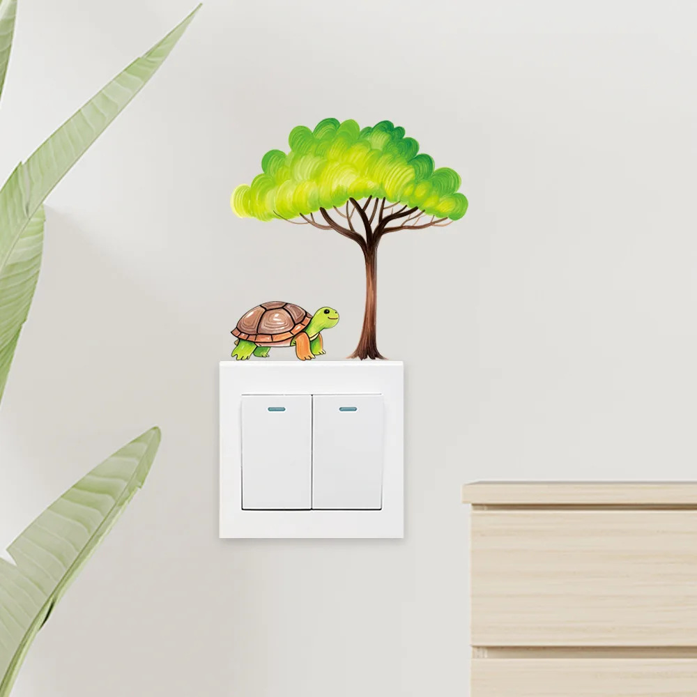 

PVC Self-Adhesive Switch Stickers - Removable Cartoon Decals for Bedroom Walls, Waterproof Home Decor​