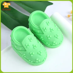 2-Hole Baby Shoe Silicone Molds Chocolate Cake Decorating Baking Topper 3D Relief Pearl & Pentagram Baby Shoes Candle Soap Mould