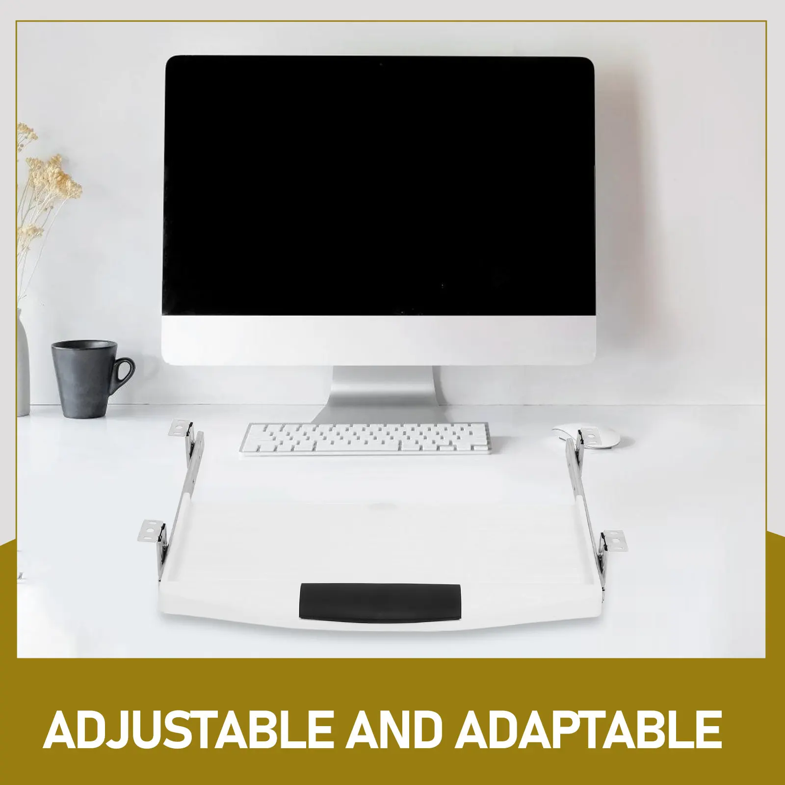 Keyboard Tray Under Desk Slide Out Drawer Type Tray Pen Holder Thick ABS Material Ergonomic Keyboard Holder for Office Home