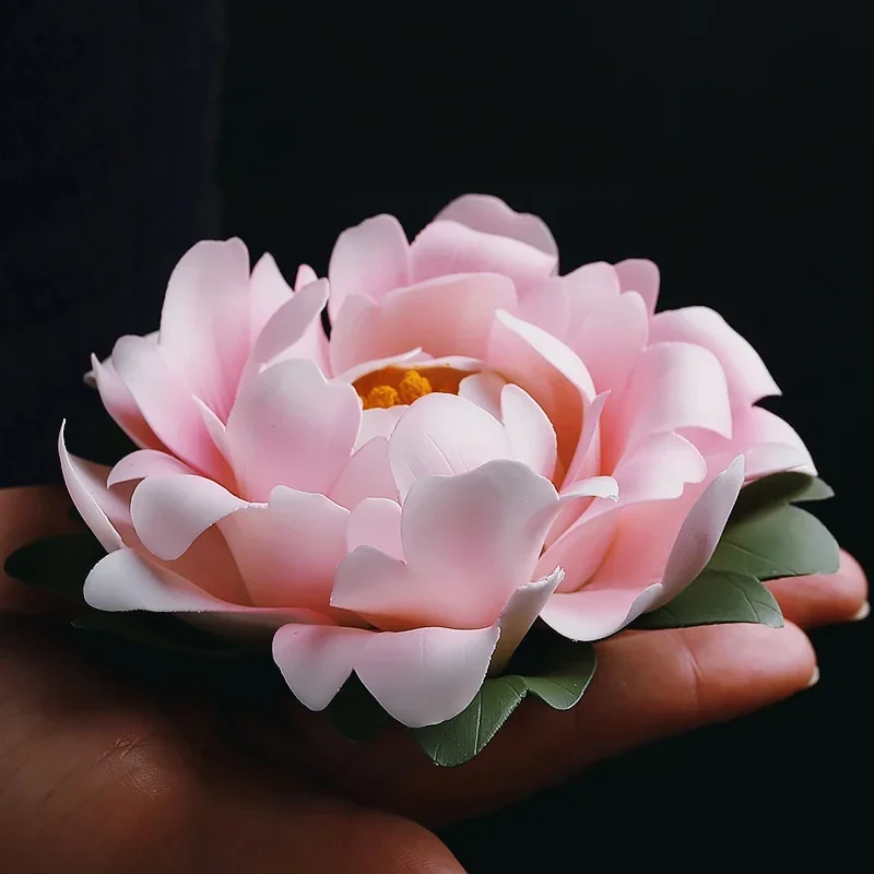 

Ceramic hand-squeezed peony flower ornament home jewelry handmade porcelain desktop decoration flower handicrafts