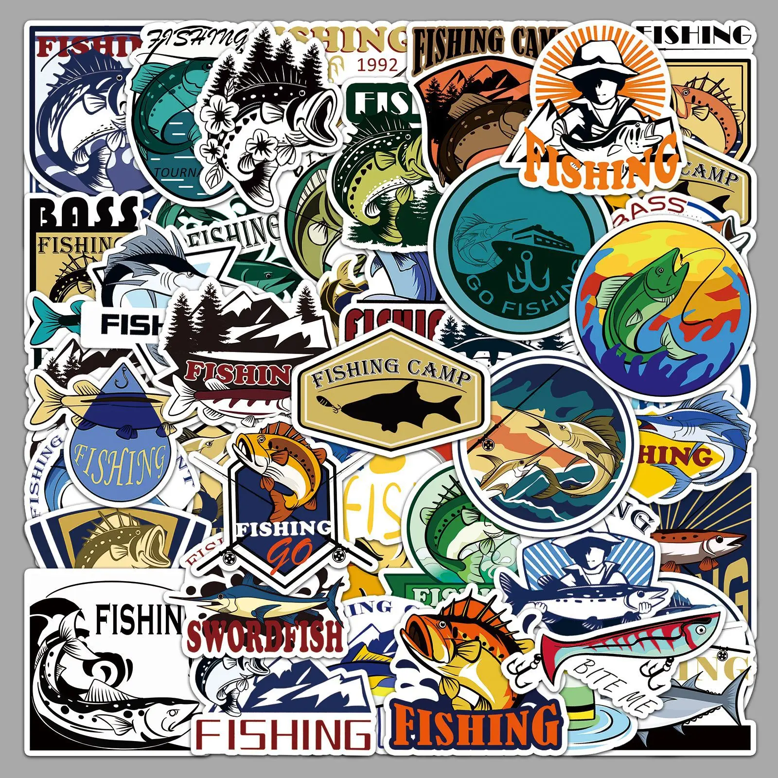 

10/30/50Pcs Fishing Graffiti Stickers Personalized Cartoon Outdoor Decoration Stickers DIY Guitar Phone Water Cup Skateboard