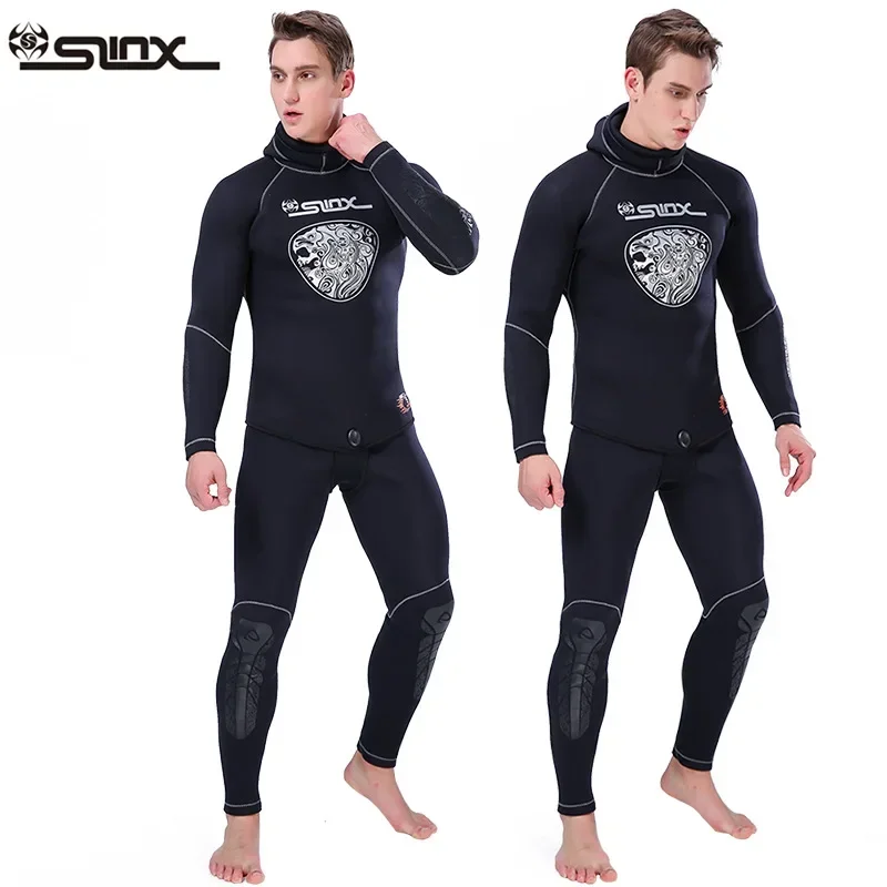 5MM Neoprene Hooded Wetsuit Men Surf Scuba Diving Suit Equipment Underwater Fishing Spearfishing Kitesurf Swimwear warm Wet Suit