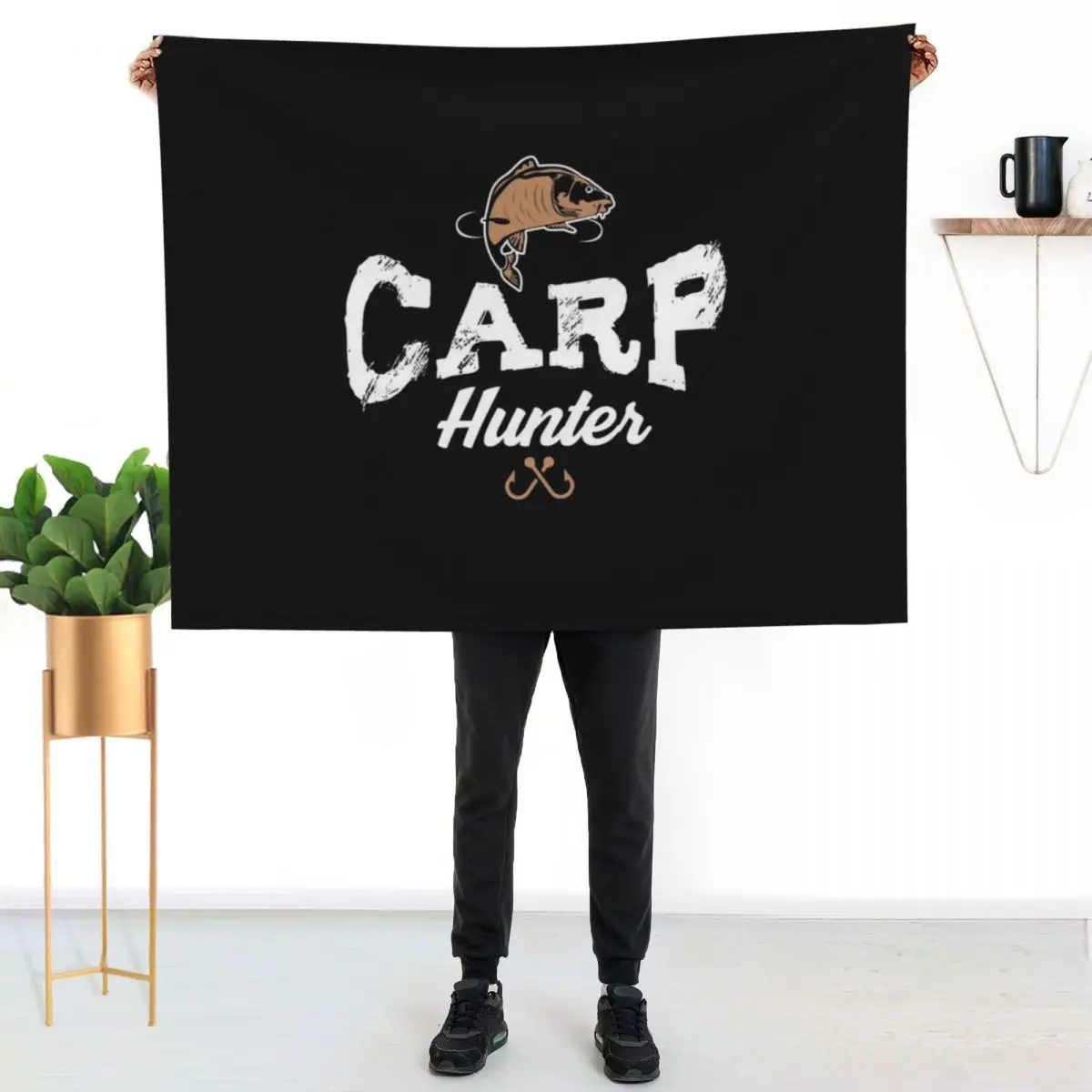 

Carp hunter fisherman Throw Blanket Warm Napping Blanket for Office Couch Bed