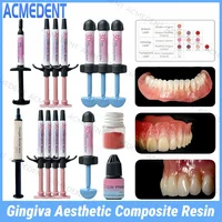 Resina compuesta estética de Gingiva Dental, goma 3D, sombra rosa, curación ligera, Kit adhesivo de jeringa de resina compuesta, tipo Micro relleno