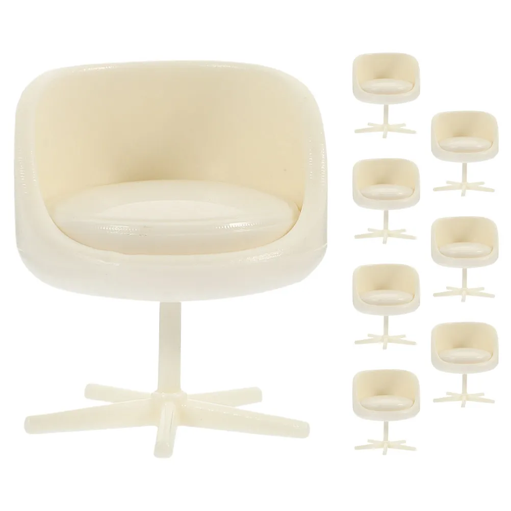 8Pcs 1:25 Scale Miniature Office Swivel Chair Realistic Plastic Armchair Furniture Decoration for Architectural Models Studying