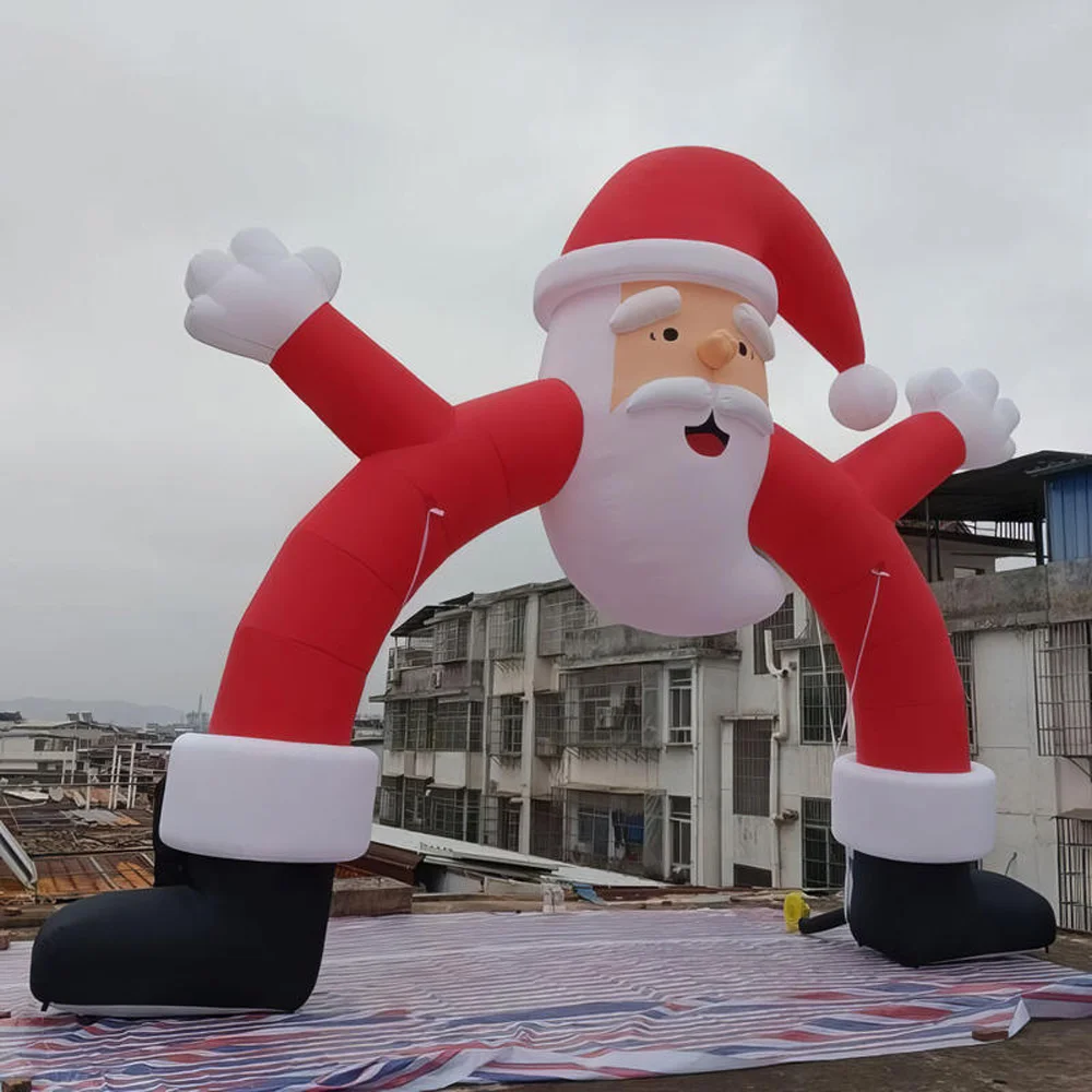Arco gonfiabile di Babbo Natale gonfiabile di Natale gigante all'aperto gonfiabile arco di cartone animato di Natale per la decorazione del giardino del cortile