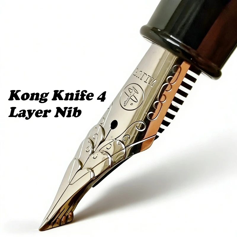 BALAOYE Original Wood Fountain Pen Vintage Stackable Multi-layer Nib Hand-polished 2.0/3.0 New Writing Luxury Ink Pen Stationery