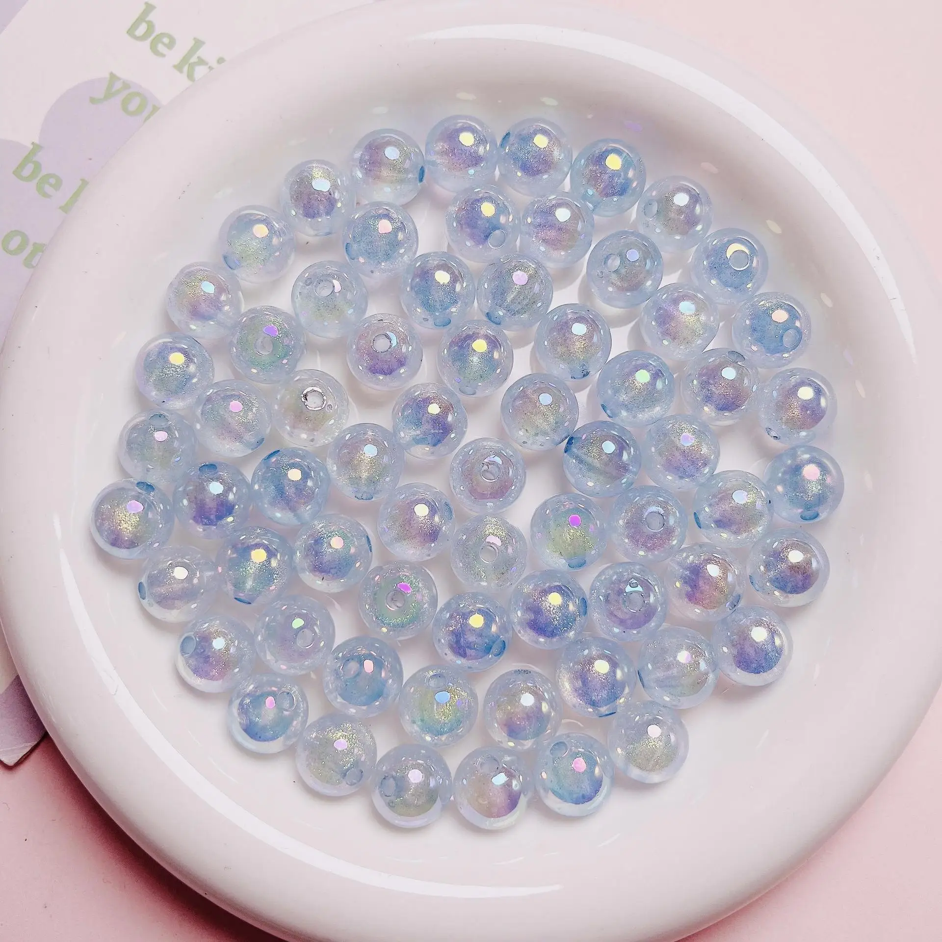 10Pcs High Quality Transparent Glitter AB Colors Acrylic Beads DIY for Bracelet Necklace Jewelry Ideas Making