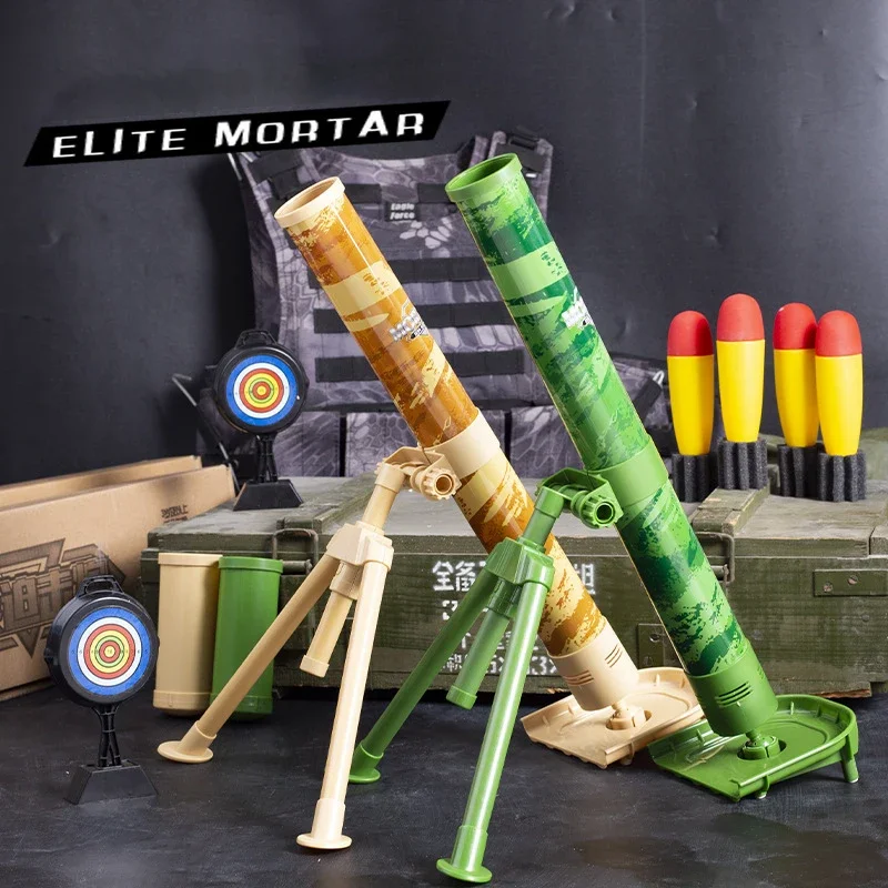 2024 New Large Mortar Shell Toy Automatic Ejection Rocket Launch Shooting Toy Grenade Boy Simulation Military Model Gift