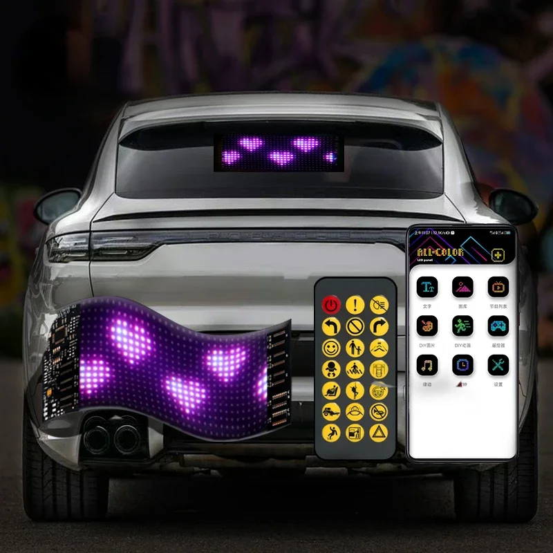 BOTAI LED Flexible Display APP Bluetooth Car  Advertising Electronic Screen Led Smart Car High-Definition Car Sticker Soft Panel